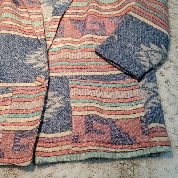 California Concepts Vintage Wool Blend Pastel Colorful Long Blazer Size Large - Picture 2 of 6